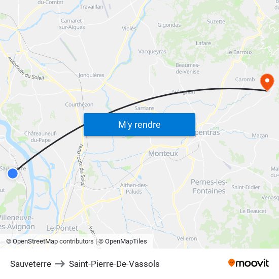 Sauveterre to Saint-Pierre-De-Vassols map