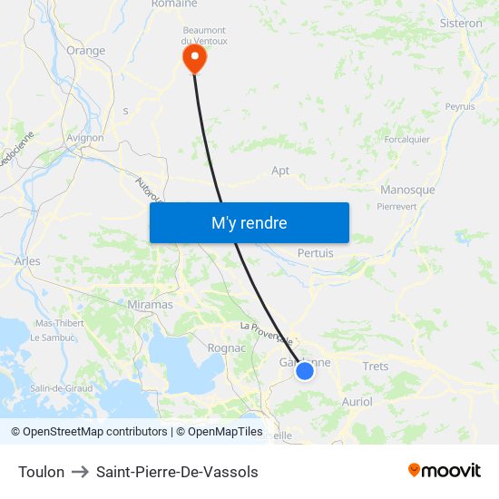 Toulon to Saint-Pierre-De-Vassols map