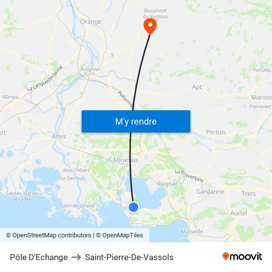 Pôle D'Echange to Saint-Pierre-De-Vassols map