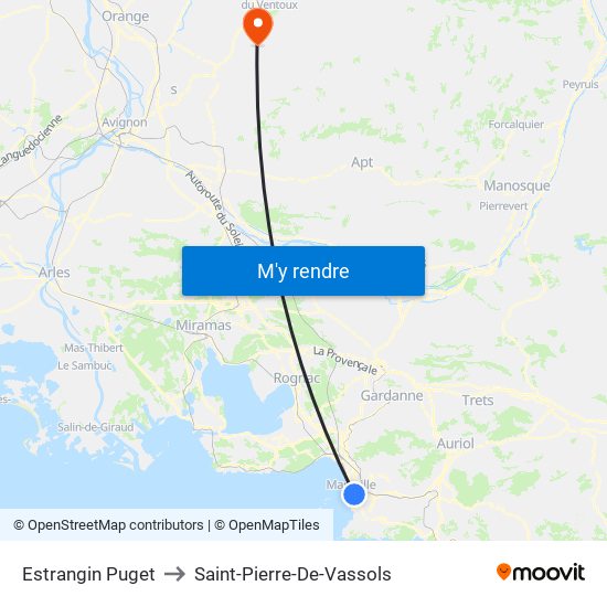 Estrangin Puget to Saint-Pierre-De-Vassols map