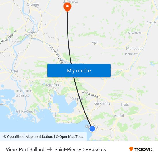 Vieux Port Ballard to Saint-Pierre-De-Vassols map