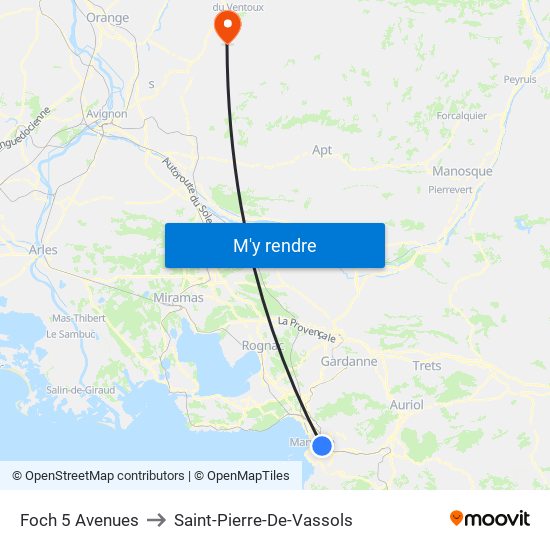 Foch 5 Avenues to Saint-Pierre-De-Vassols map