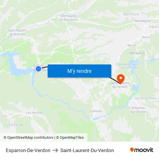 Esparron-De-Verdon to Saint-Laurent-Du-Verdon map