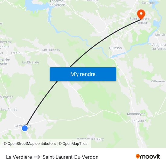 La Verdière to Saint-Laurent-Du-Verdon map