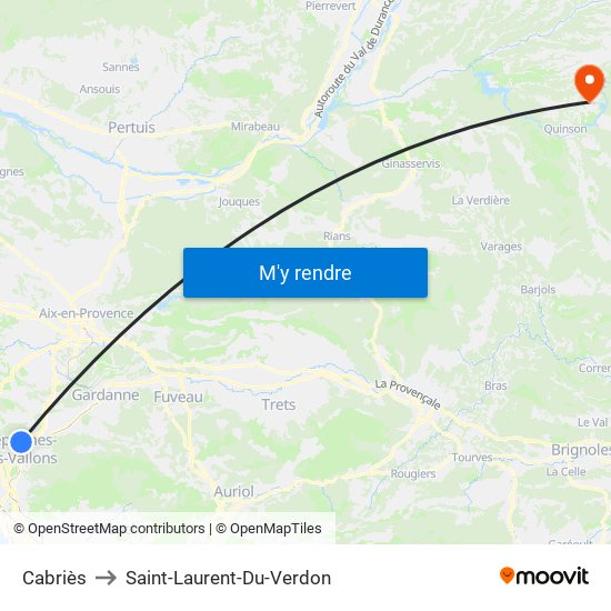 Cabriès to Saint-Laurent-Du-Verdon map