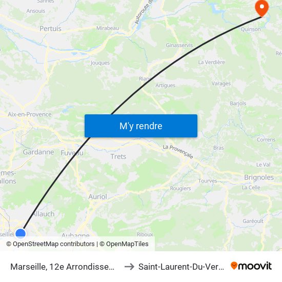 Marseille, 12e Arrondissement to Saint-Laurent-Du-Verdon map