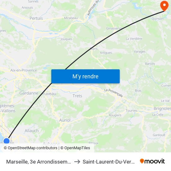 Marseille, 3e Arrondissement to Saint-Laurent-Du-Verdon map