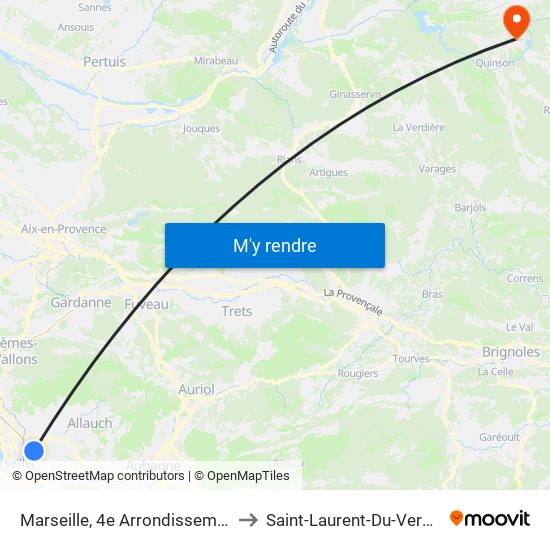 Marseille, 4e Arrondissement to Saint-Laurent-Du-Verdon map