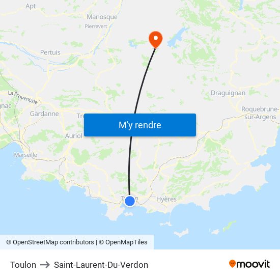 Toulon to Saint-Laurent-Du-Verdon map