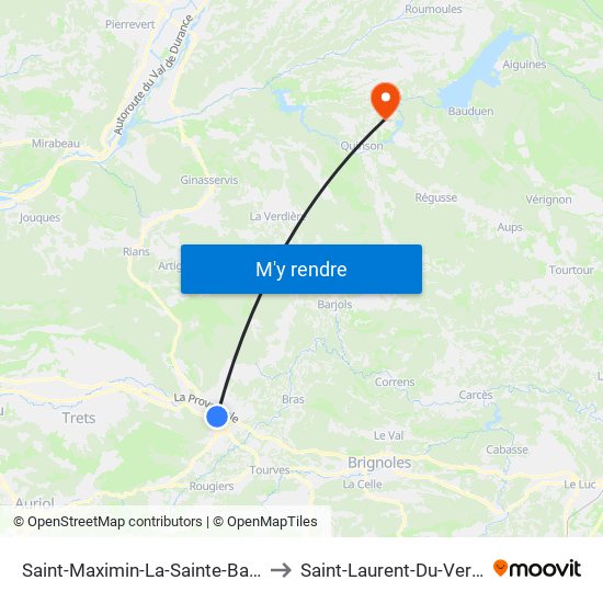 Saint-Maximin-La-Sainte-Baume to Saint-Laurent-Du-Verdon map