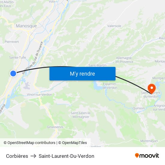 Corbières to Saint-Laurent-Du-Verdon map
