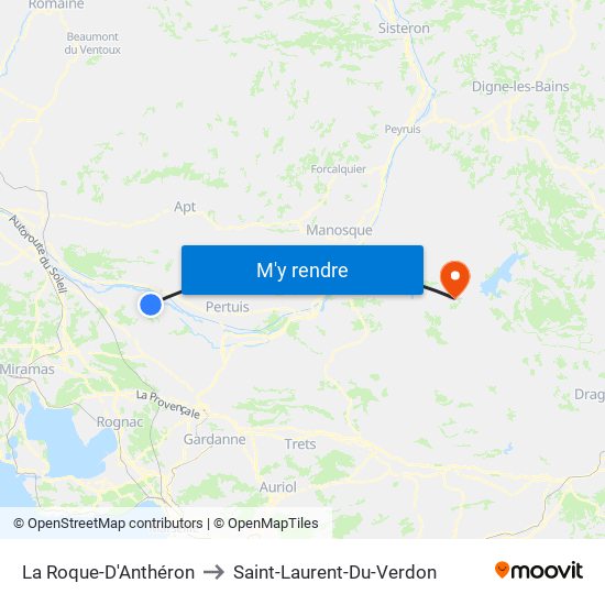 La Roque-D'Anthéron to Saint-Laurent-Du-Verdon map