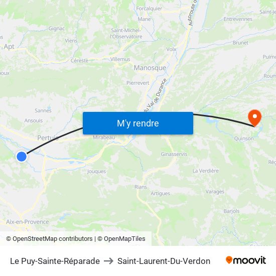 Le Puy-Sainte-Réparade to Saint-Laurent-Du-Verdon map