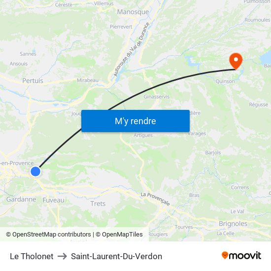 Le Tholonet to Saint-Laurent-Du-Verdon map