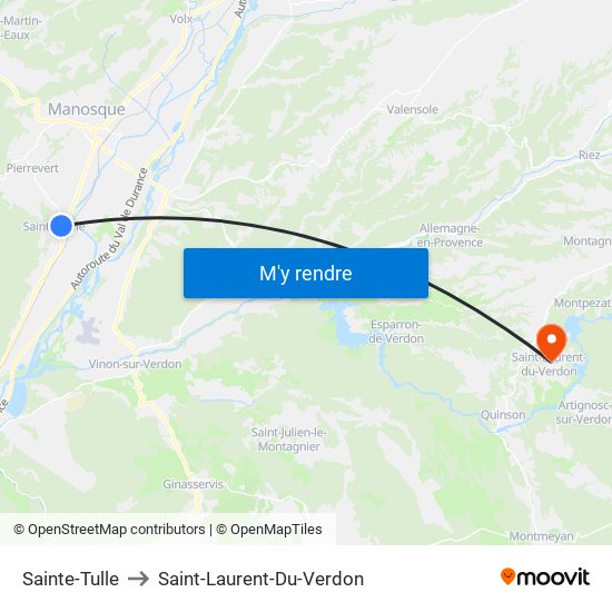 Sainte-Tulle to Saint-Laurent-Du-Verdon map