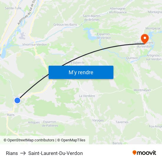 Rians to Saint-Laurent-Du-Verdon map