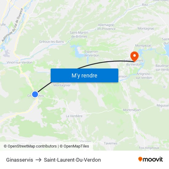Ginasservis to Saint-Laurent-Du-Verdon map