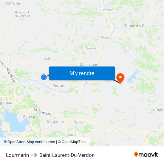 Lourmarin to Saint-Laurent-Du-Verdon map