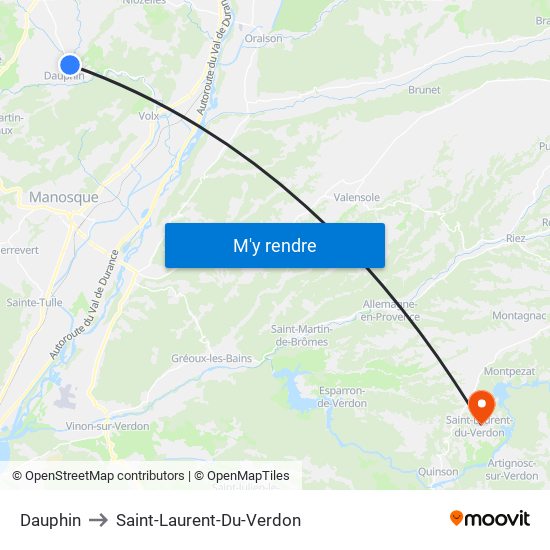 Dauphin to Saint-Laurent-Du-Verdon map