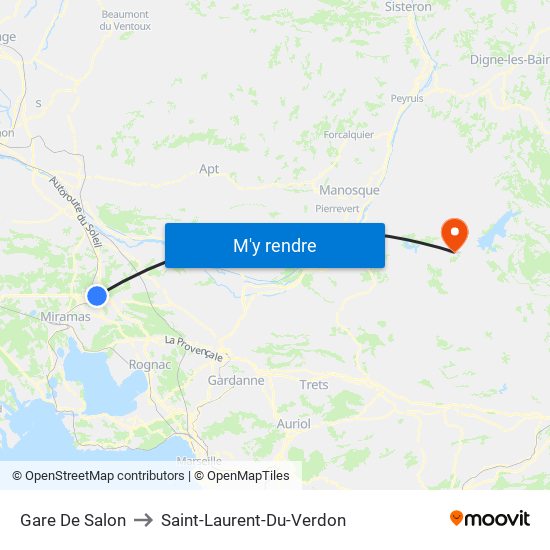 Gare De Salon to Saint-Laurent-Du-Verdon map