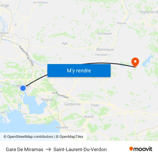 Gare De Miramas to Saint-Laurent-Du-Verdon map