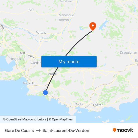 Gare De Cassis to Saint-Laurent-Du-Verdon map