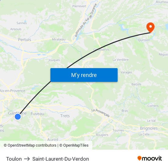 Toulon to Saint-Laurent-Du-Verdon map