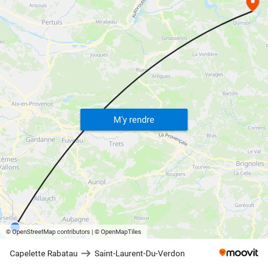 Capelette Rabatau to Saint-Laurent-Du-Verdon map