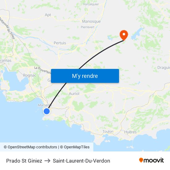 Prado St Giniez to Saint-Laurent-Du-Verdon map