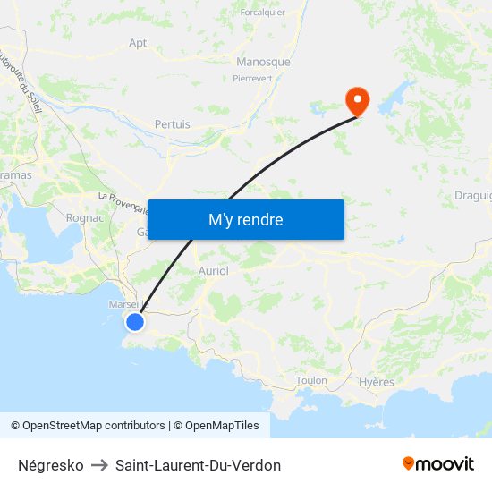 Négresko to Saint-Laurent-Du-Verdon map
