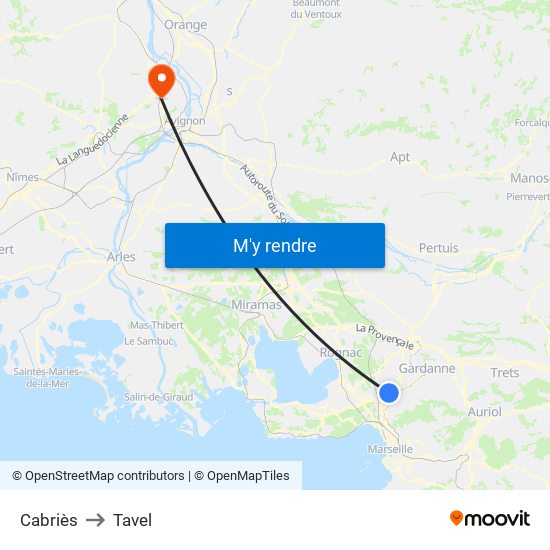 Cabriès to Tavel map