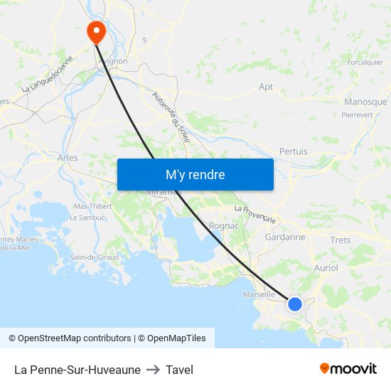 La Penne-Sur-Huveaune to Tavel map
