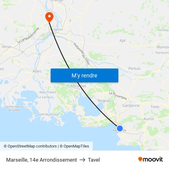Marseille, 14e Arrondissement to Tavel map