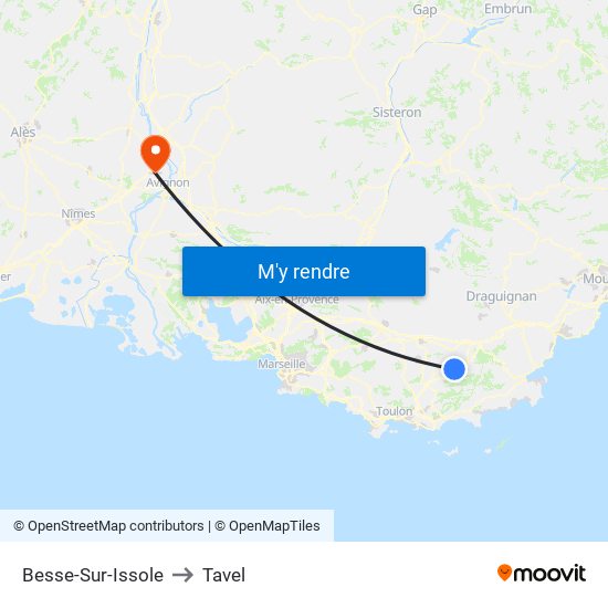 Besse-Sur-Issole to Tavel map
