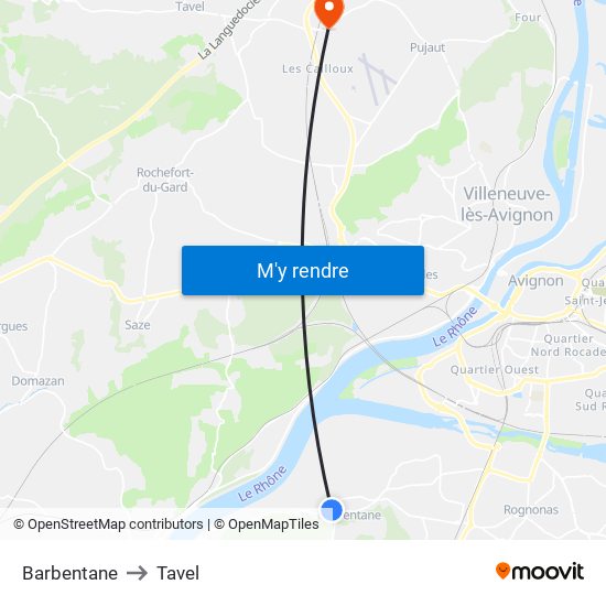 Barbentane to Tavel map
