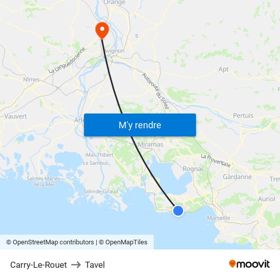 Carry-Le-Rouet to Tavel map