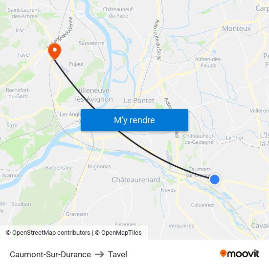 Caumont-Sur-Durance to Tavel map