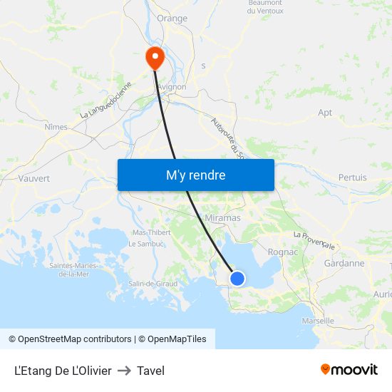 L'Etang De L'Olivier to Tavel map
