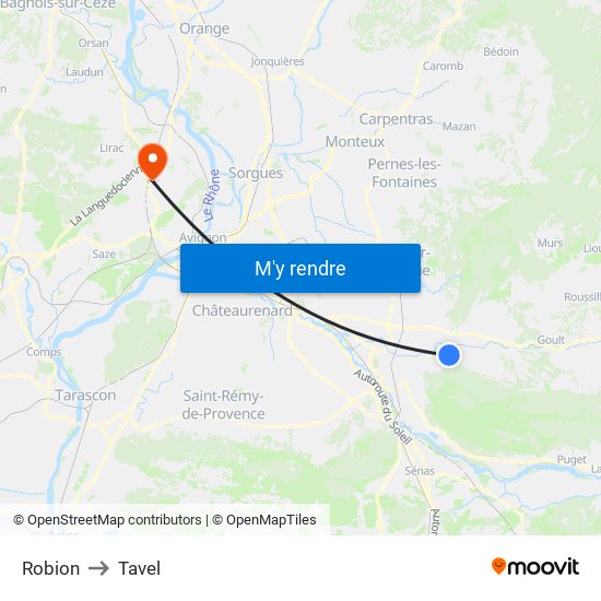 Robion to Tavel map