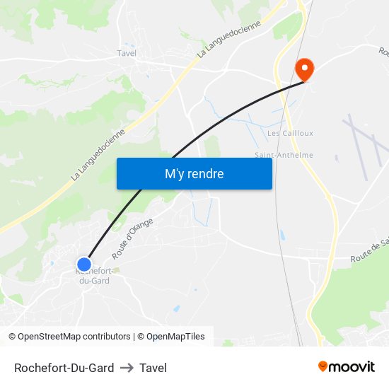 Rochefort-Du-Gard to Tavel map