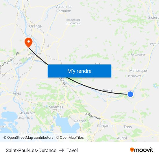 Saint-Paul-Lès-Durance to Tavel map