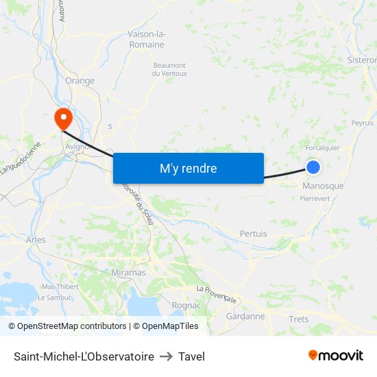 Saint-Michel-L'Observatoire to Tavel map