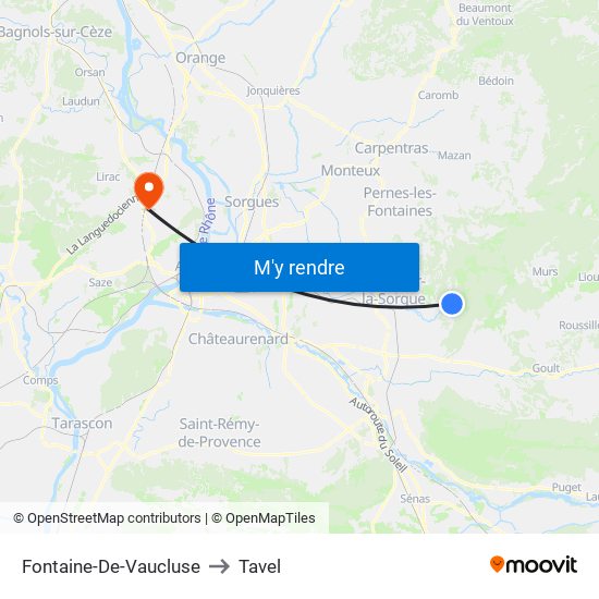 Fontaine-De-Vaucluse to Tavel map