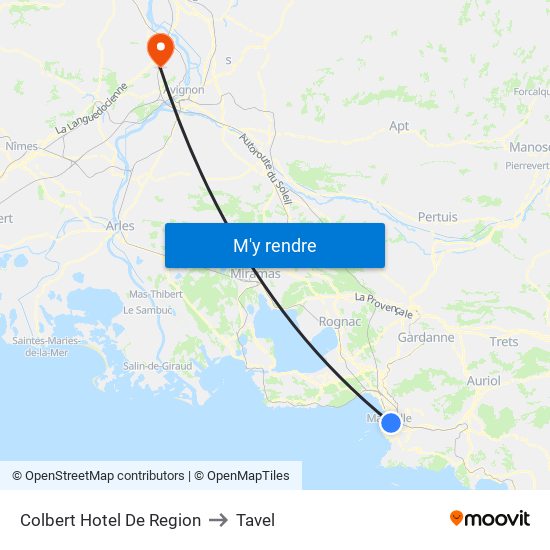 Colbert Hotel De Region to Tavel map