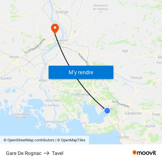 Gare De Rognac to Tavel map
