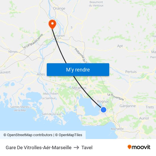 Gare De Vitrolles-Aér-Marseille to Tavel map