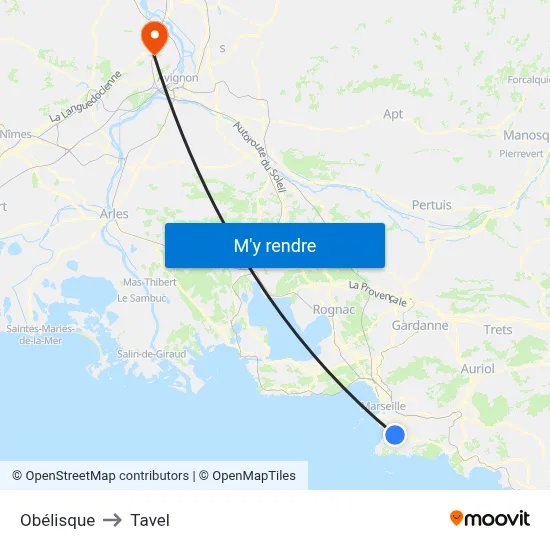 Obélisque to Tavel map
