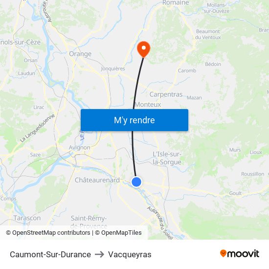 Caumont-Sur-Durance to Vacqueyras map