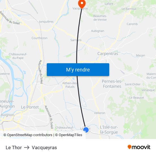 Le Thor to Vacqueyras map