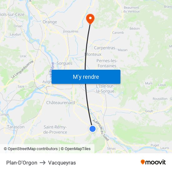 Plan-D'Orgon to Vacqueyras map
